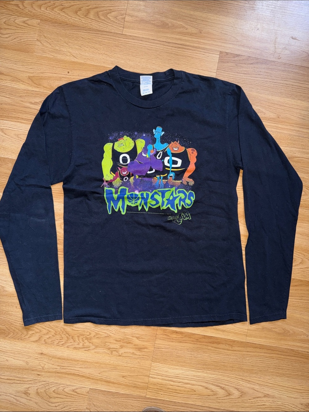 Port and Company Monstars Space Jam Graphic Long Sleeve Tee Black Vintage Style